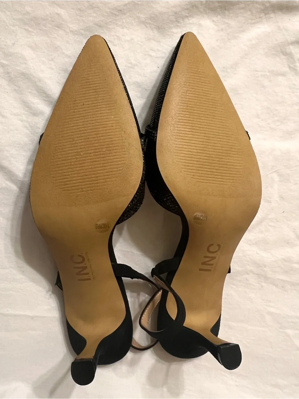 INC International Concepts for Macys Black Sparkle Pointed Slingback Kitten Heel - Picture 5 of 11